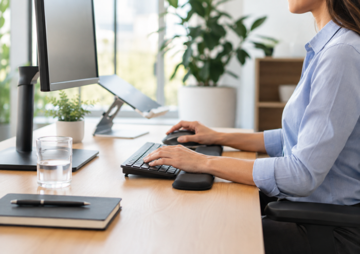 Ergonomia posturale al computer per prevenire dolore a mano e polso