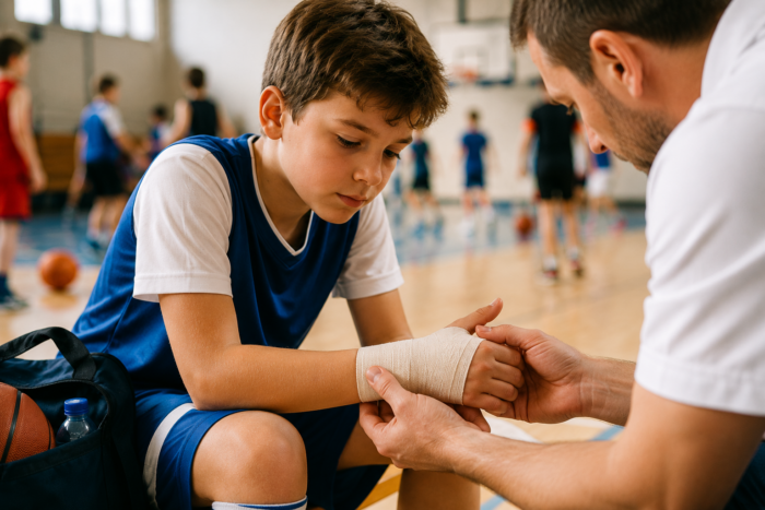Trauma della mano in bambino sportivo durante attività sportiva